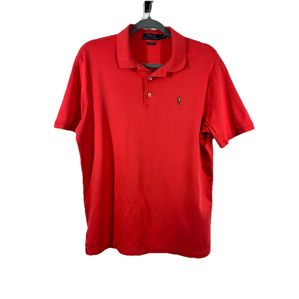 Polo Ralph Lauren Custom Sim Fit Soft Cotton Polo Shirt M Coral‎ Red Preppy Golf